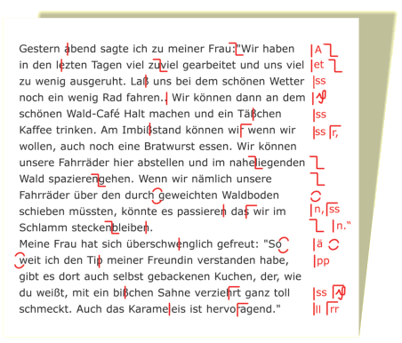 Rechtschreibtest mit Korrekturzeichen